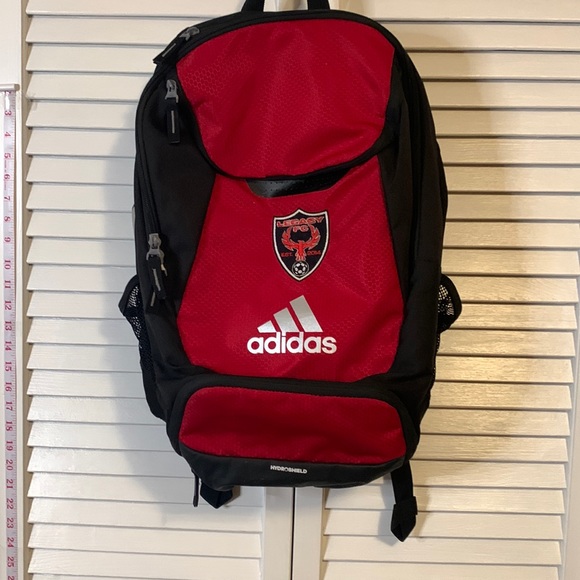 Adidas soccer bag backpack Hydroshield Red Legacy FC West Virginia red